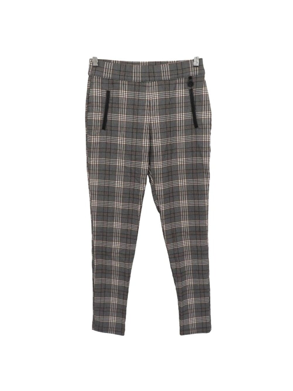 Calvin Klein Women 8 Gray Brown Black White Plaid Check Tartan Pull On Pants